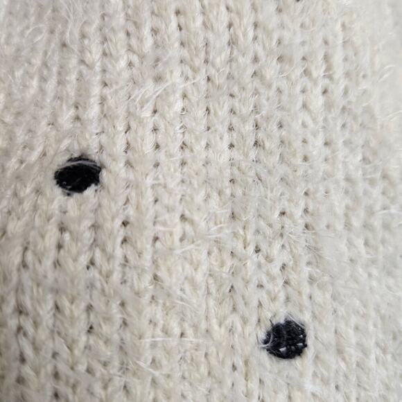 Womens Polka Dot Sequin Collar Fuzzy Knit Sweater Size L Super Soft Glam Cottage - Picture 6 of 11